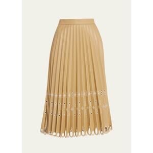 Simkhai Harden Laser-Cut Vegan Leather Midi Skirt Camel - 4
